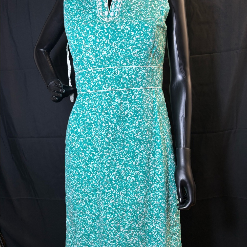 Tahari Turquoise Patterned Midi Dress
